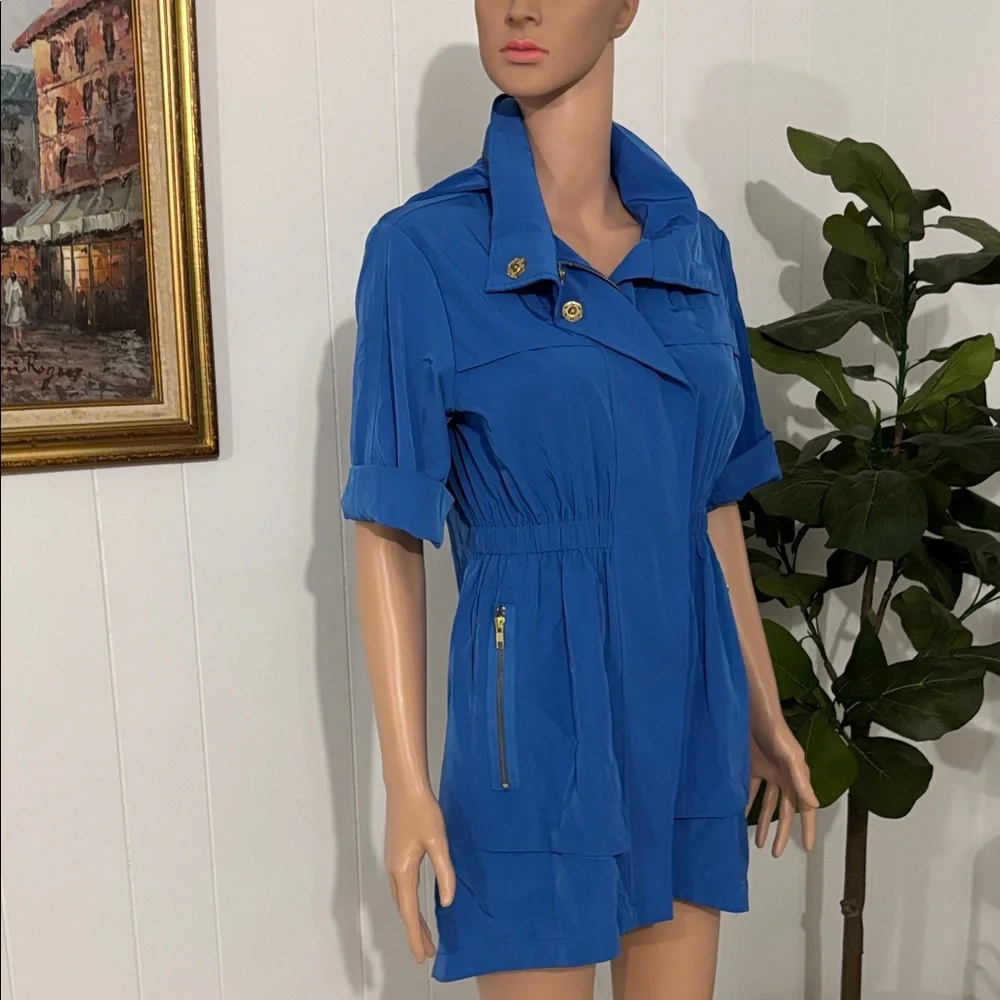 Ali Ro Jacket Blue Anorack Short Sleeve zip Lightweight‎ Hooded Jacket  Size 2